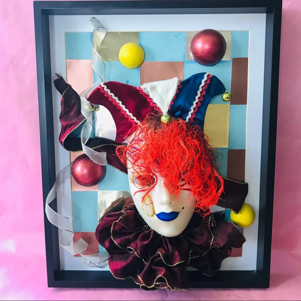 Vintage Mask collage/multimedia in frame